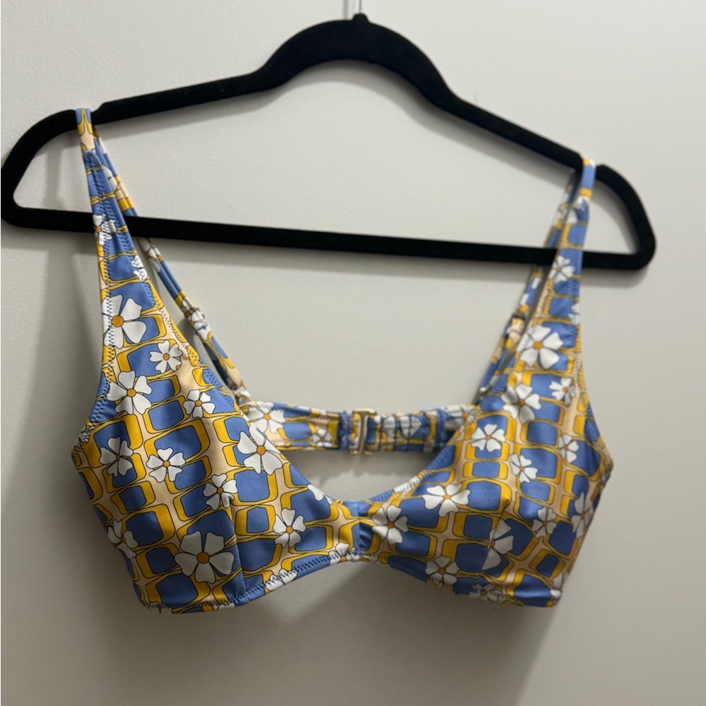 Floral Blue and Yellow Bikini Top -Inner Relm
